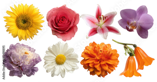 Wallpaper Mural Collection Of Diverse Vibrant Flowers Isolated Transparent Background Showcasing Various Species Torontodigital.ca