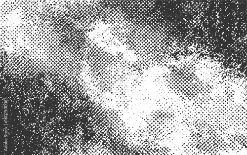 Abstract vector noise vanishing. Subtle grunge texture overlay, Subtle halftone vector texture overlay. Monochrome abstract splattered, transparent background