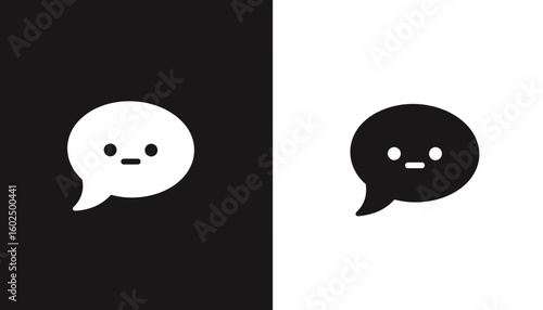 Speech bubble icons in black and white minimalist design  