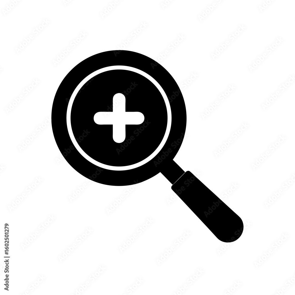 Obraz premium magnifying glass with plus symbol vector icon 