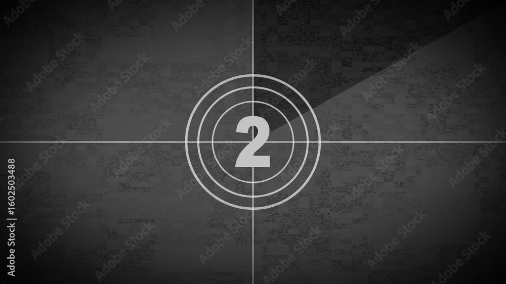 Retro vintage style countdown animated video . Top five countdown, neon light numbers from 5 to 0, Film leader countdown, Old movie countdown film reel