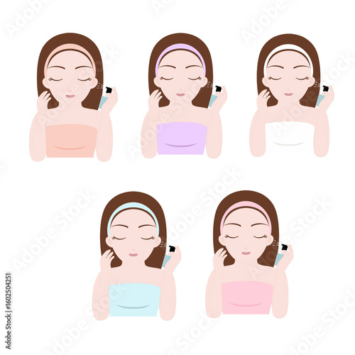 Facial Care Beauty Illustration Set