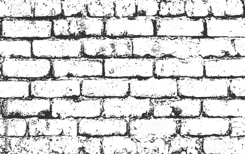 Grunge Rough Brick Wall Texture in Black and White for Design transparent background.