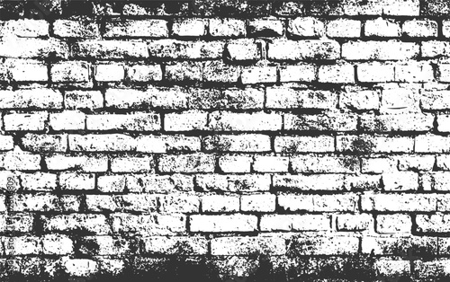 Grunge black texture as brick wall shape on white background Vector. Use for decoration, aging or old layer, Distress Overlay Texture, transparent background.