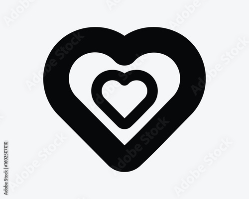 Two Heart Line Outline Love Lover Relationship Friendship Romance Romantic Feelings Twin Double Black White Vector Icon Sign Symbol Graphic Artwork