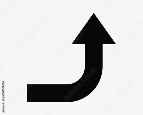 Right Turn Up Turning Arrow Direction Navigation Point Pointing Enter Ahead Entrance Exit Pathway Path Icon Sign Symbol Black White Illustration Graphic