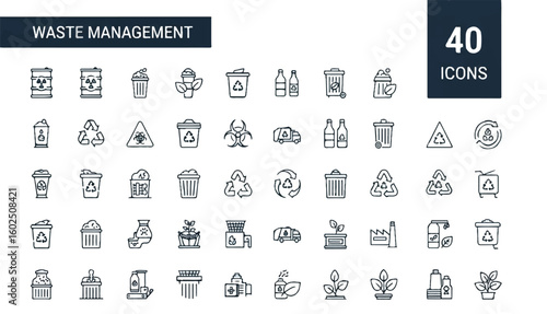 Waste Management icon set vector