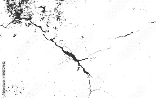 Cracked Surface Texture – High-Contrast Grunge Pattern, transparent background. 