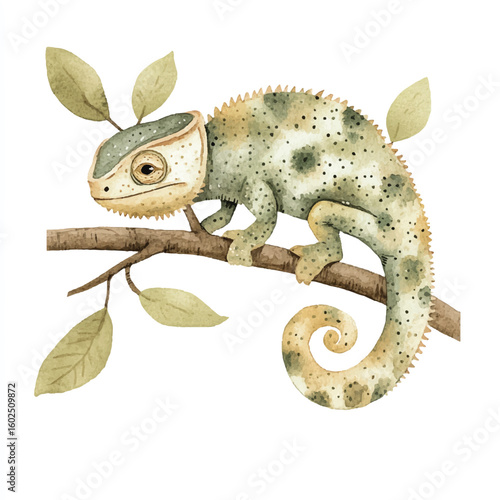 a cute animal of chameleon on a branch