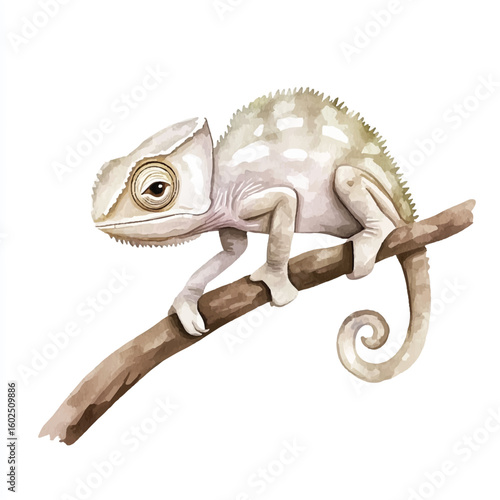 a cute animal of chameleon on a branch