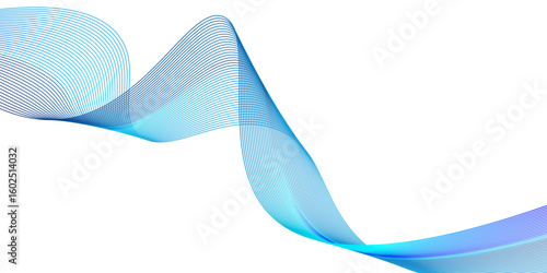 Abstract vector background featuring flowing blue lines and curves, artistic design. Wavy ribbon bow isolated on white with a wavy line art backdrop creating a flowing digital concept. business, arts.