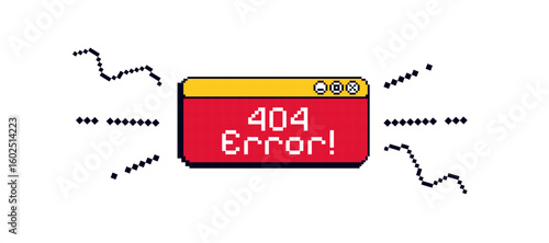 Pixel game background with text "404 error". 8bit sparkle, sticker. Banner with 90s game vibe.