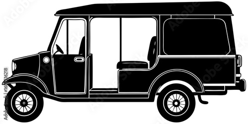 Tuk-Tuk Auto Rickshaw Silhouette - Asian Transport Vector