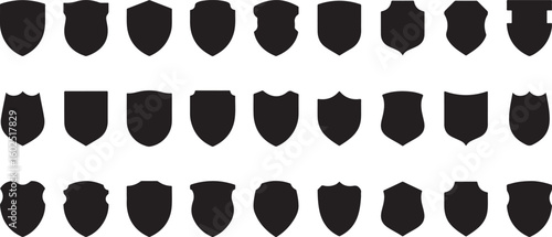 Shield Silhouette Icon Set 1 – Badge, Emblem, Symbol, Security, Crest, Logo, Blank, Shape, Vintage, Armor, Coat of Arms, Vector, Guard, Silhouette, Design