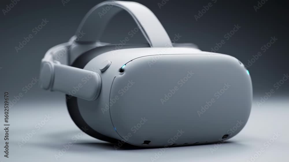 Light gray VR headset on a light gray background Light gray VR headset on a light gray background