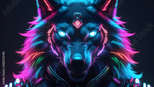 cyber wolf background wallpaper
