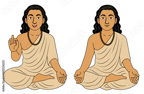 Young Indian Sage or Rishi in Meditation Pose