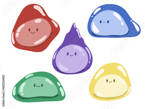 vector illustration of a set of colorful drops. vector illustration of a set of colorful slime. set of colorful monsters. funny cartoon set.