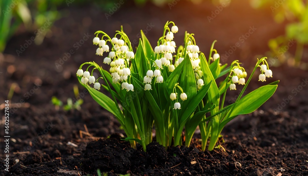 Obraz premium Delicate white flowers in dark soil (1)