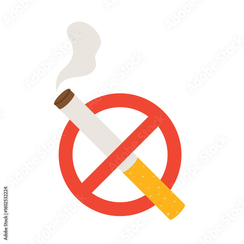 no smoking sign – vector illustration of anti-smoking symbol, public health warning icon, tobacco ban label, quit smoking concept, minimal flat design for posters, stickers, infographics