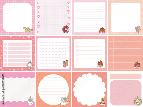 Cute sticky planners with variation of pattern and pastel color.