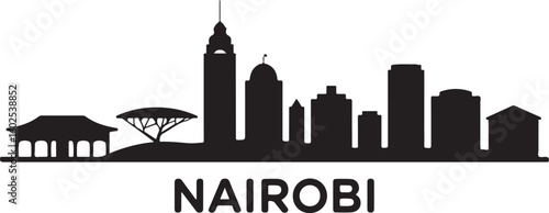 Nairobi Skyline Silhouette Vector — Kenyatta International Conference Centre and City Buildings