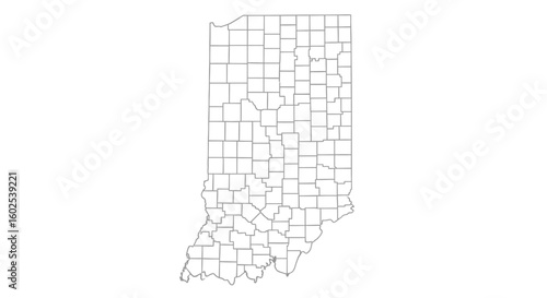 Delimited Indiana: A Geopolitical Silhouette Showcasing County Divisions with a Contemporary Design Element