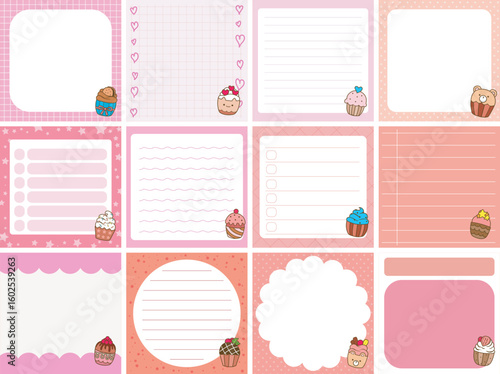Cute sticky planners with variation of pattern and pastel color.