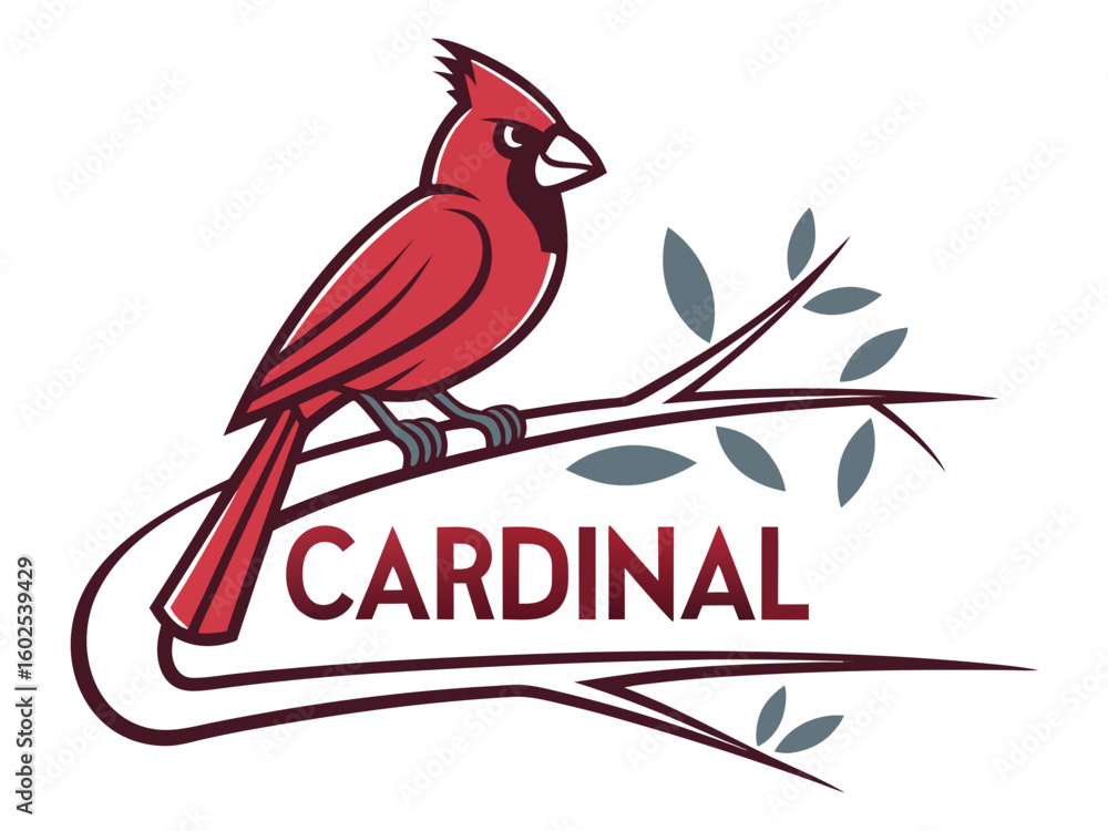 Fototapeta premium A vibrant cardinal perched on a branch, perfect for logo design.