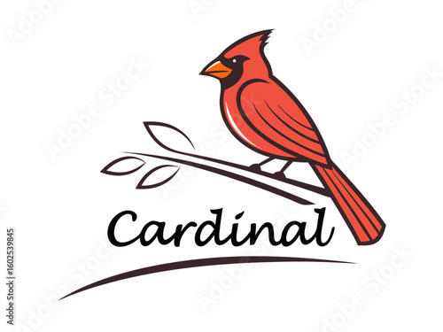 A vibrant cardinal perched on a branch, perfect for logo design.