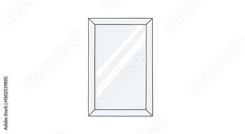 Sleek and Reflective: A Framed Mirror Illustration with Subtle Reflections and Clean Lines for Interior Decor