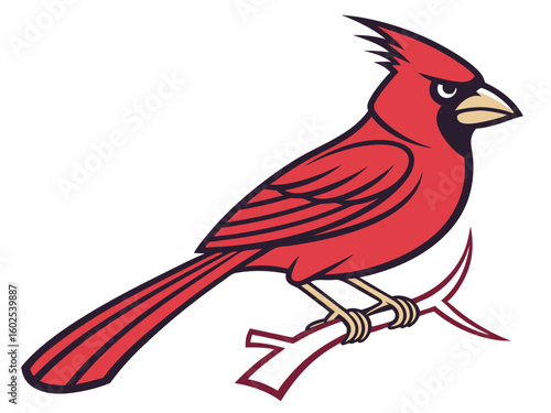 A vibrant cardinal perched on a branch, perfect for logo design.