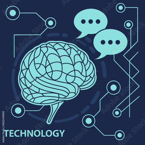 
a blue brain with white lines and dots
