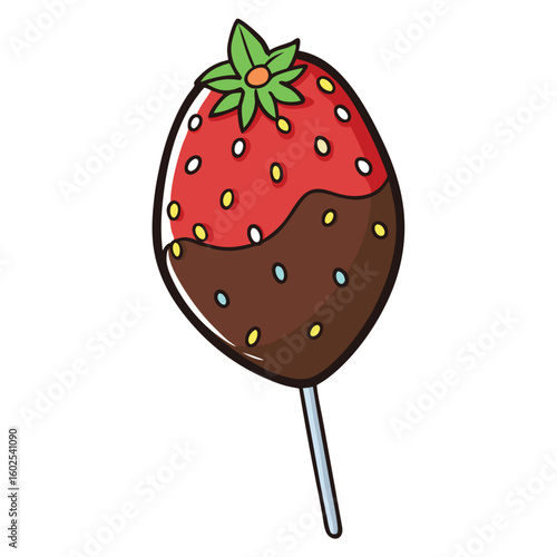 A luscious single strawberry dipped in rich chocolate with colorful sprinkles, a sweet and delightful treat for any occasion.