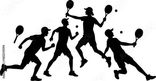Tennis, players, silhouette, sport,