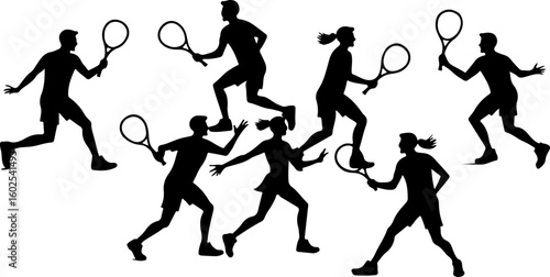Tennis, players, silhouette, sport,
