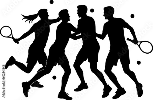 Tennis, players, silhouette, sport,