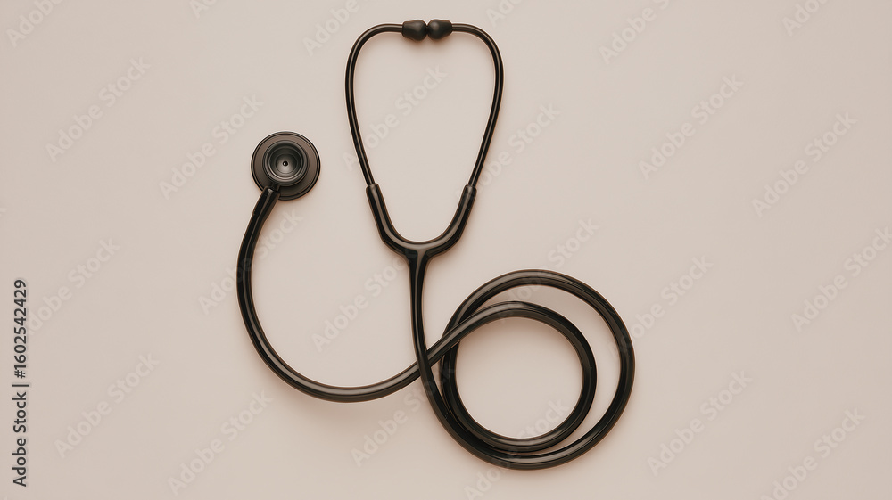 Fototapeta premium This stethoscope on a light background symbolizes its key role in health assessments.