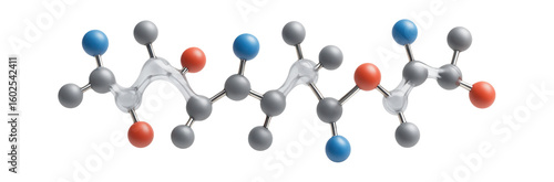 Synthetic peptide chain with highlighted amino acid sequence and backbone conformation