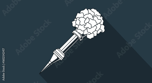 Stylized torch with floral design, illuminated symbol of celebration and memory, representing honor and remembrance, a beacon of respect and tribute