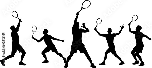 Tennis Players in Action Silhouette