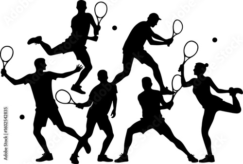 Tennis, players, silhouette, sport,