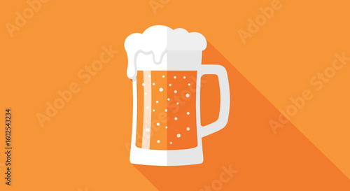 Stylized beer mug illustration with frothy head on solid color backdrop evoking refreshment and celebration