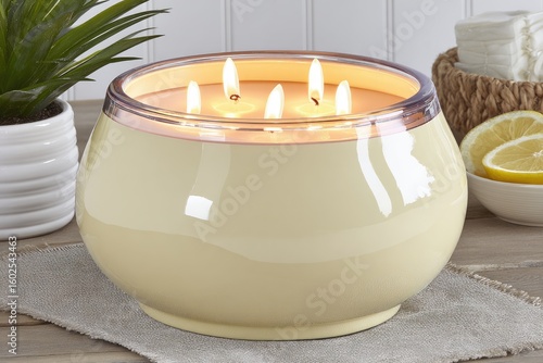 Elegant Scented Candle in a Modern Glass Bowl for Relaxation and Home Decor