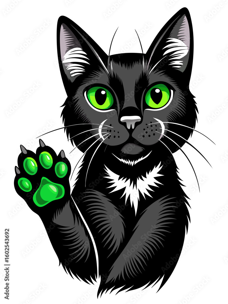 Obraz premium black cat with green eyes