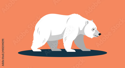 Stylized Polar Bear Illustration on Neutral Background Depicting Arctic Wildlife Conservation Concept