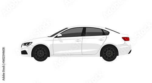 Sleek and contemporary white sedan with a minimalist design for modern transportation visuals