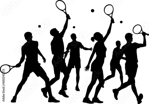 Tennis, players, silhouette, sport,