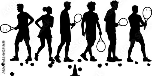 Tennis, players, silhouette, sport, bundle