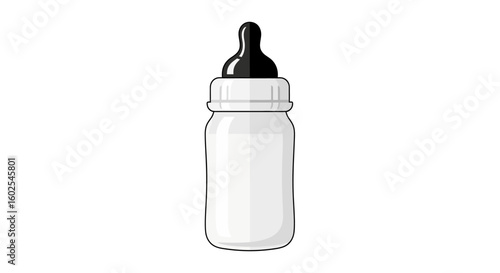 Isolated Vector Graphic Depicting a Classic Baby Bottle Filled with Milk, Ideal for Infancy Product Advertisements and Children's Health Content